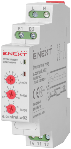 РЕЛЕ ЗА КОНТРОЛ НА ТОКА 8A, 220VAC, E.CONTROL.W02