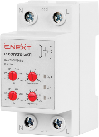 РЕЛЕ ЗА ЗАЩИТА ОТ ПРЕ И ПОДНАПРЕЖЕНИЕ, МОНОФАЗНО, 25А, E.CONTROL.V01