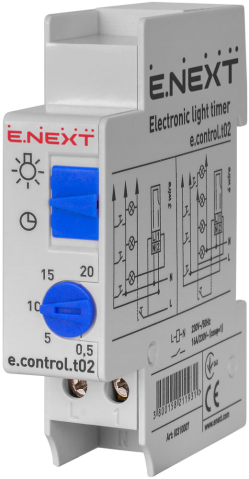 РЕЛЕ ЗА СТЪЛБИЩНО ОСВЕТЛЕНИЕ, 0.5-20 МИНУТИ, 16А, E.CONTROL.T02