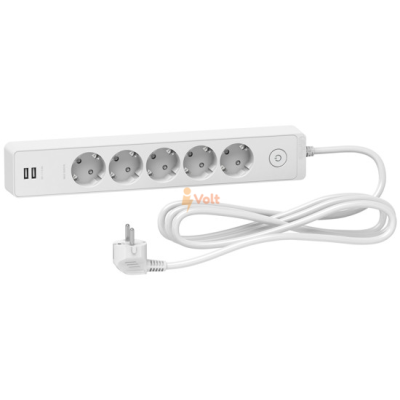 РАЗКЛОНИТЕЛ + КЛЮЧ, 5 ГНЕЗДА, +2 USB, С 3М КАБЕЛ, БЯЛ, ST945U3W